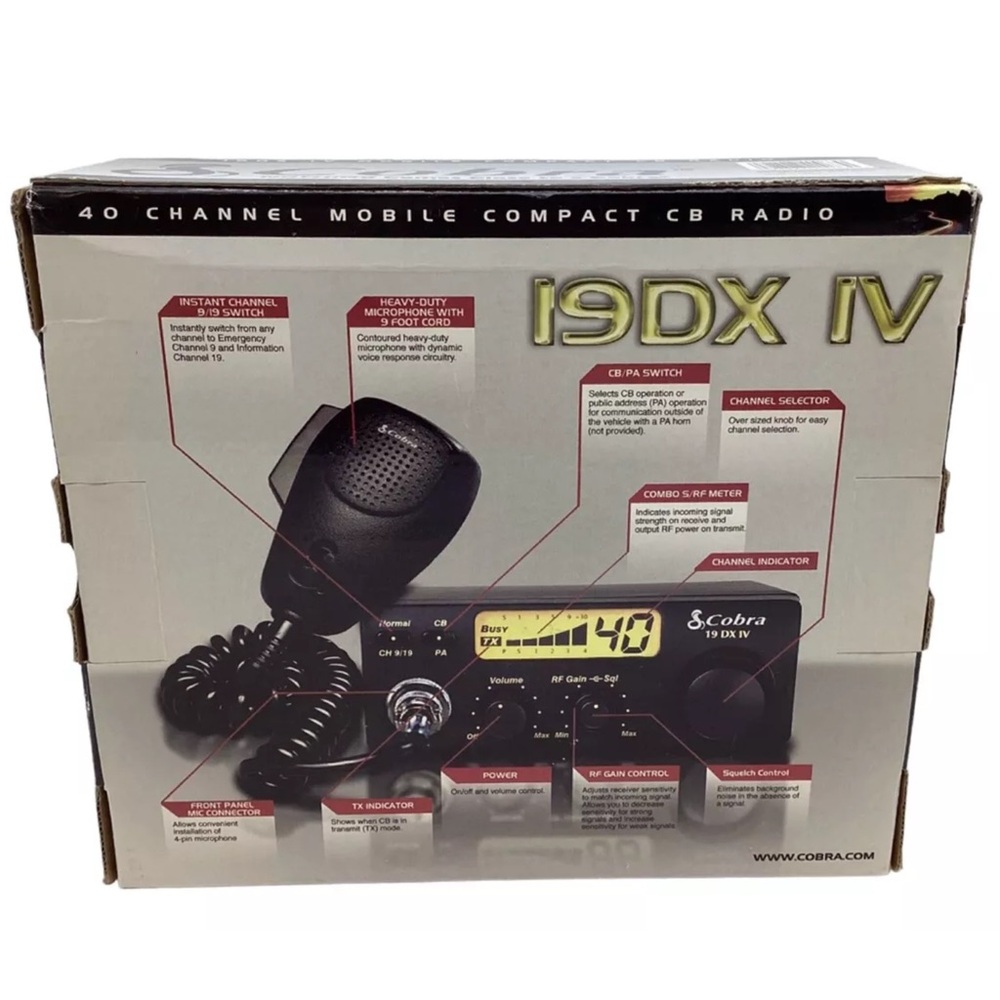 Cobra 40 Channel Mobile Compact CB Radio (19 DX IV) - Picture 2 of 16